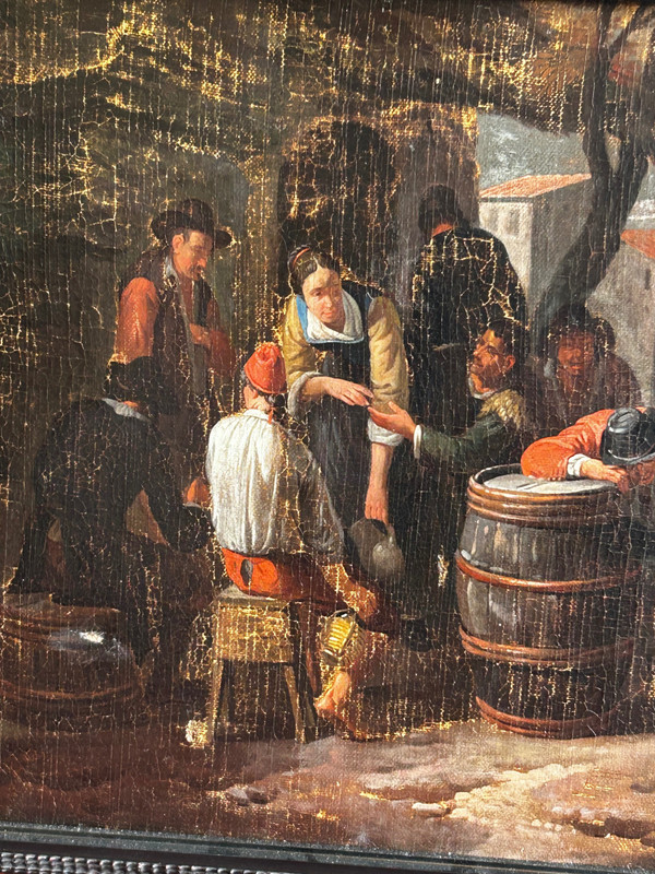 Paar niederländische Öl-auf-Leinwand-Gemälde nach Dirck Theodor Helmbreker (1633-1696) 