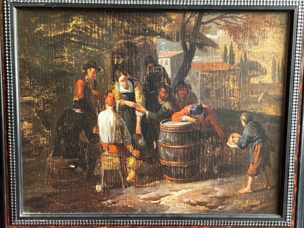 Paar niederländische Öl-auf-Leinwand-Gemälde nach Dirck Theodor Helmbreker (1633-1696) 