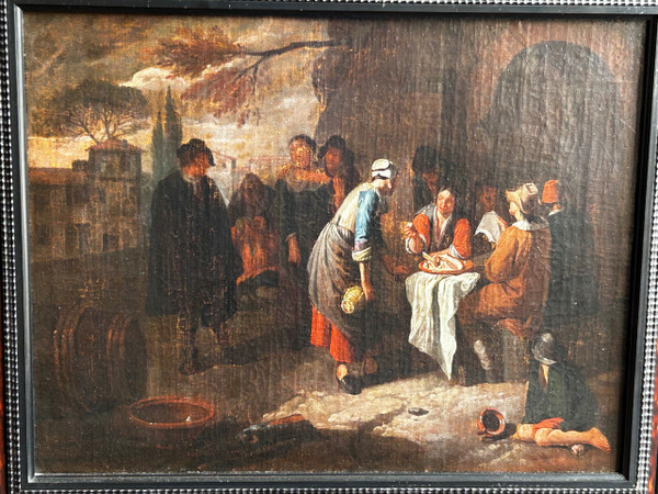 Paar niederländische Öl-auf-Leinwand-Gemälde nach Dirck Theodor Helmbreker (1633-1696) 
