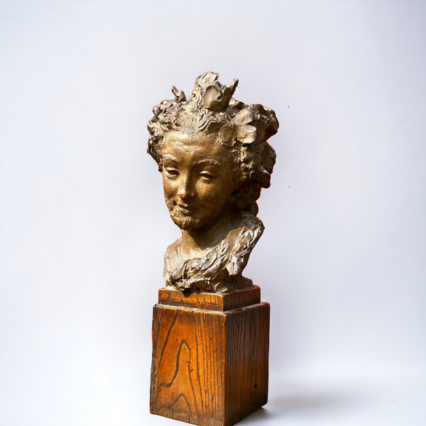 Fernando Ciancianaini (1889-1954) Scultura Originale in Terracotta - Busto di Giovane 