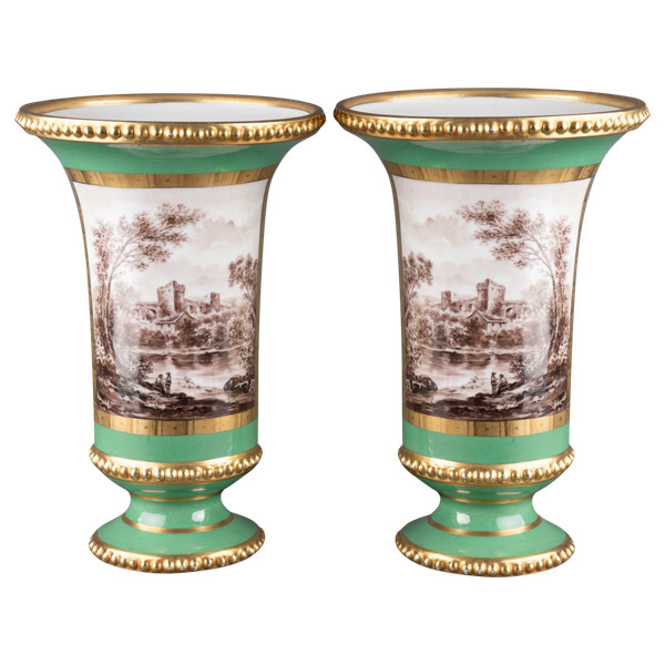 Pair of Paris Porcelain Vases, 19th Century
