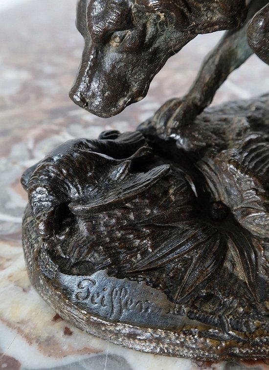 Bronzo "Il bambino e il cane" firmato Peiffer - Fine XIX secolo