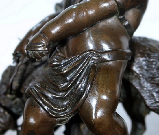 Bronzo "Il bambino e il cane" firmato Peiffer - Fine XIX secolo