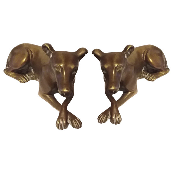 Coppia di levrieri in bronzo del XIX secolo
