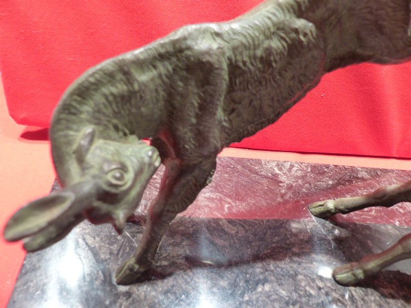 Groupe de 3 chèvres qui font la cabriole époque art déco en bronze signé "leducq"