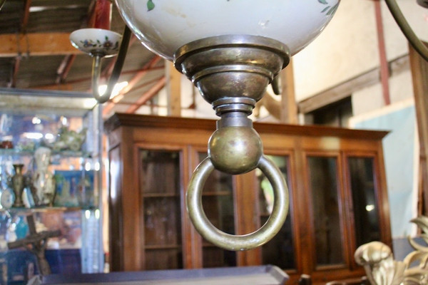Importante lampadario olandese in bronzo a 10 bracci di luce