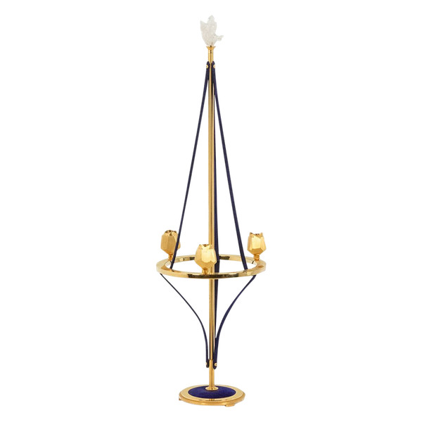 Candlestick in gilded brass and velvet. Contemporary Work. LS59441456B