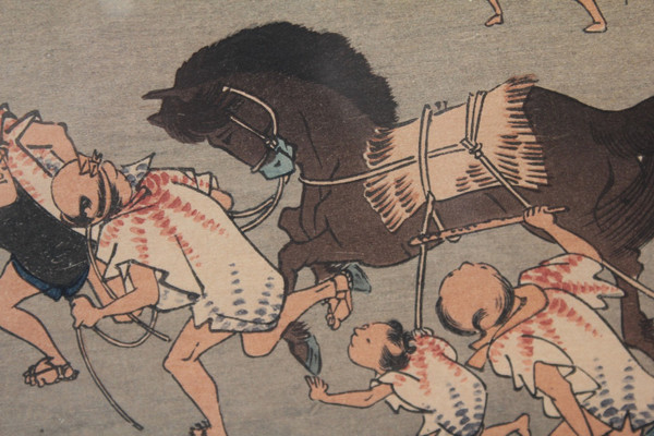 Japanese print by Ichiryûsai Hiroshige 'Festival at Atsuta Shrine' early 20th century