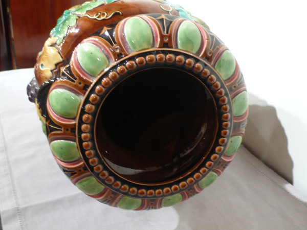 Large earthenware vase from Sarreguemines.