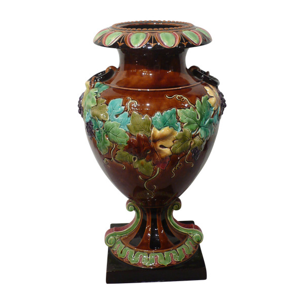 Large earthenware vase from Sarreguemines.