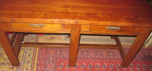 Large Table or Watchmaker's Workbench in Beech, Early 20th Century