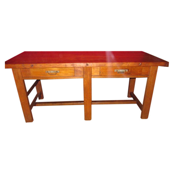 Large Table or Watchmaker's Workbench in Beech, Early 20th Century