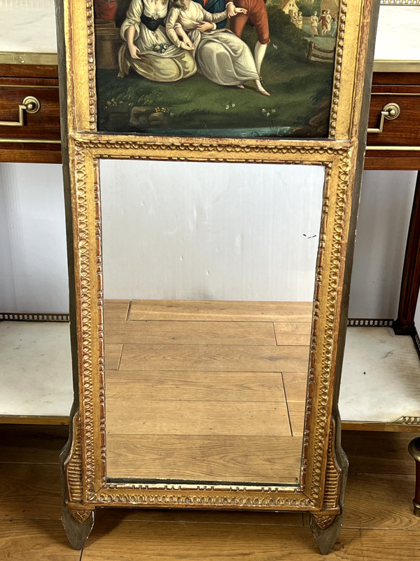 ANTICO TRUMEAU LUIGI XVI IN LEGNO DORATO E INTAGLIATO CON BELLISSIMO QUADRO