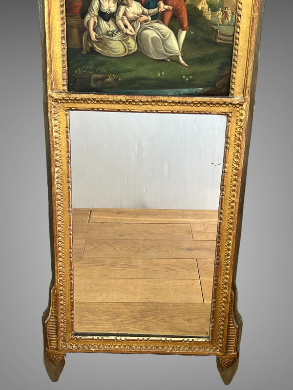 ANTICO TRUMEAU LUIGI XVI IN LEGNO DORATO E INTAGLIATO CON BELLISSIMO QUADRO