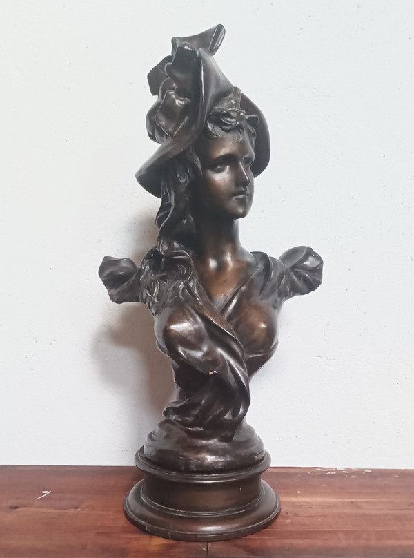 Anton Nelson (1880-1910) Busto femminile in gesso in stile Art Nouveau