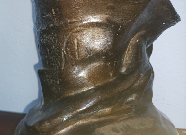 Anton Nelson (1880-1910) Busto femminile in gesso in stile Art Nouveau