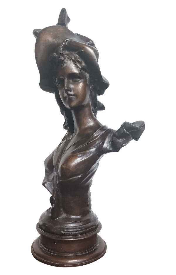 Anton Nelson (1880-1910) Busto femminile in gesso in stile Art Nouveau