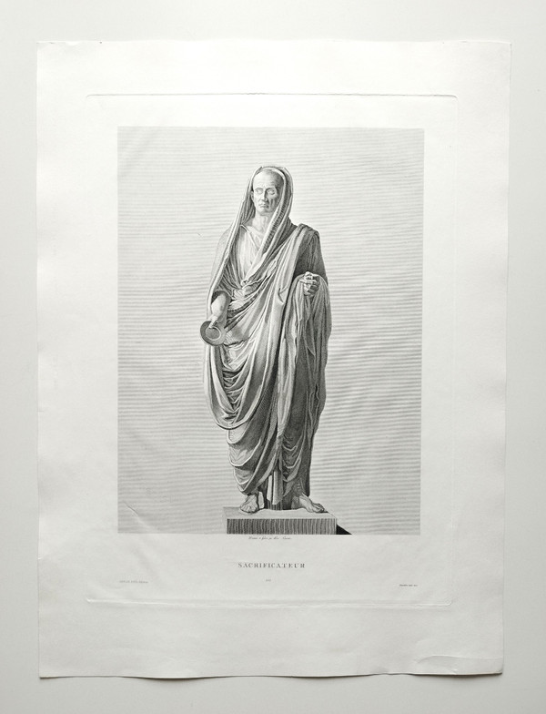 Mythologische Gravurstatue Griechenland 'Antiker Priester 19. Jahrhundert'