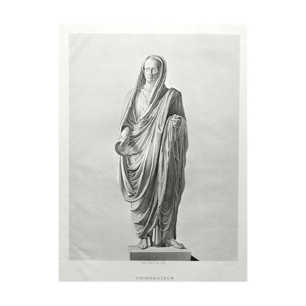 Mythologische Gravurstatue Griechenland 'Antiker Priester 19. Jahrhundert'