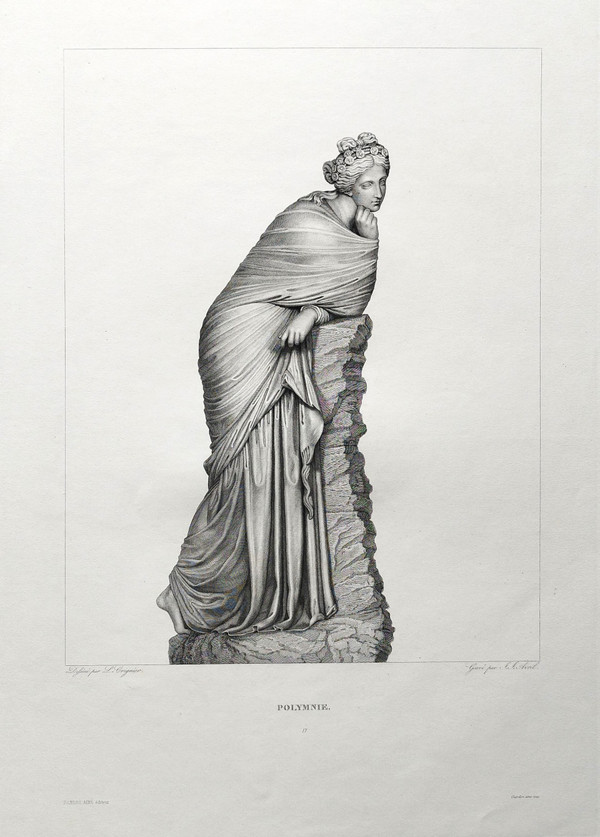 Gravure Mythologique Déesse Grecque Polymnie 19ème
