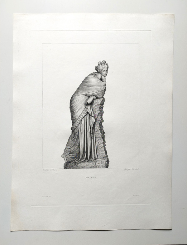Gravure Mythologique Déesse Grecque Polymnie 19ème