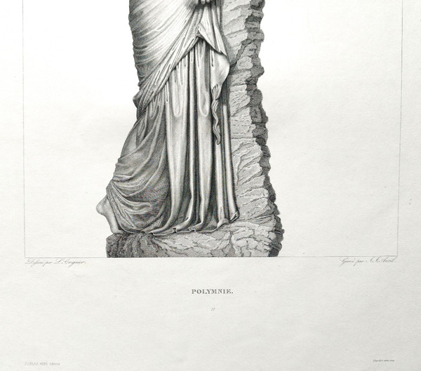 Gravure Mythologique Déesse Grecque Polymnie 19ème