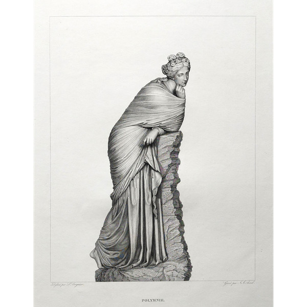 Gravure Mythologique Déesse Grecque Polymnie 19ème