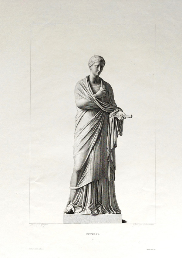 Gravure Mythologique Euterpe Déesse Grecque 19ème