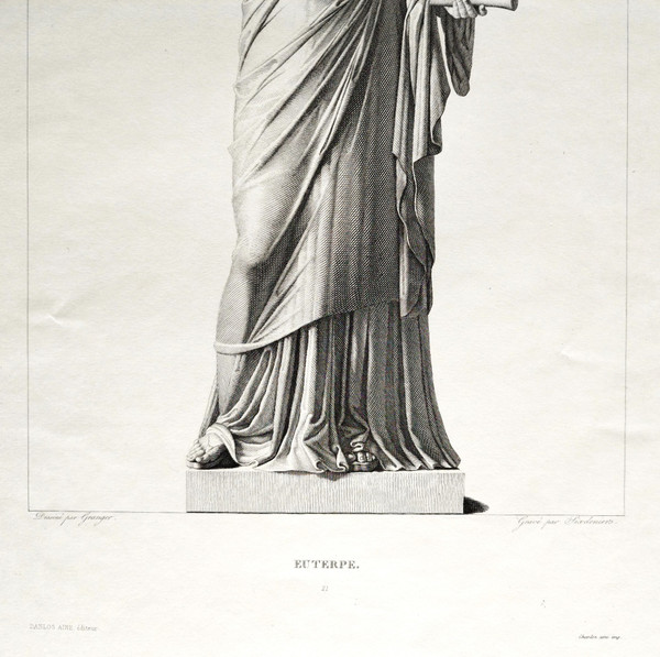 Gravure Mythologique Euterpe Déesse Grecque 19ème