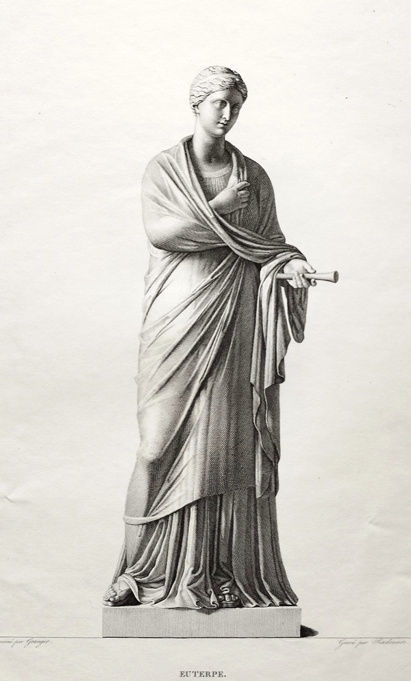 Gravure Mythologique Euterpe Déesse Grecque 19ème