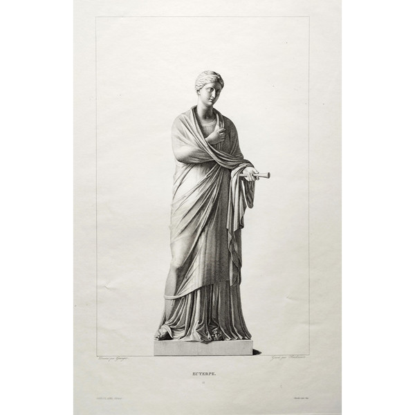 Gravure Mythologique Euterpe Déesse Grecque 19ème