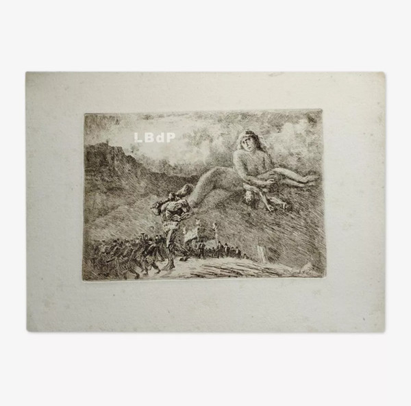 Fantastic etching by Eugène Viala: Virtus