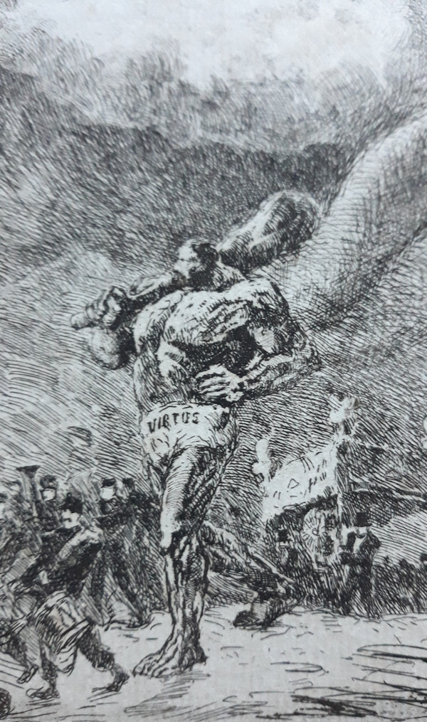 Fantastic etching by Eugène Viala: Virtus