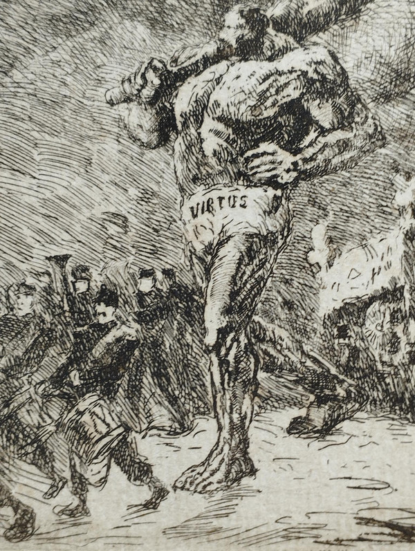 Fantastic etching by Eugène Viala: Virtus