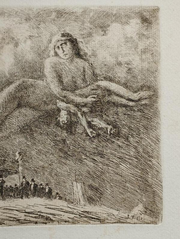 Fantastic etching by Eugène Viala: Virtus