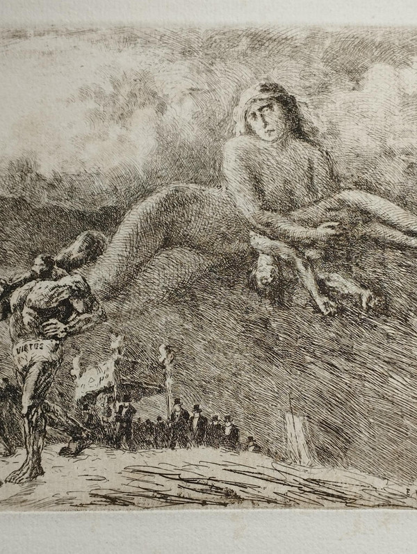 Fantastic etching by Eugène Viala: Virtus