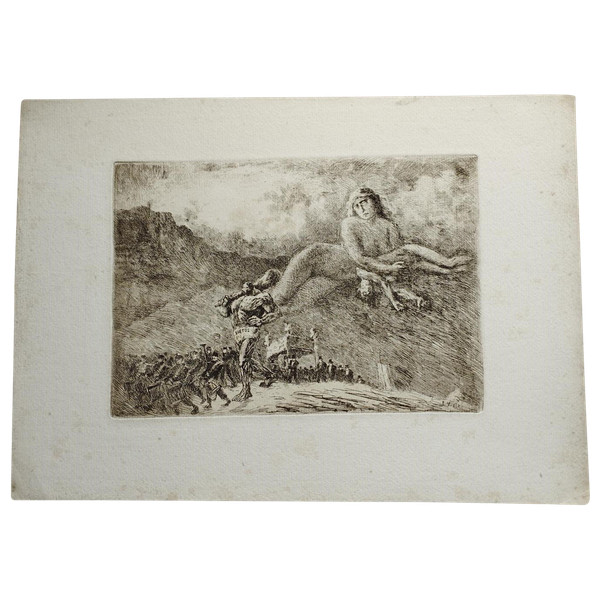 Fantastic etching by Eugène Viala: Virtus
