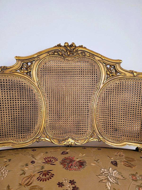Goldene Korbbank im Louis XV-Stil, spätes 19. Jahrhundert 