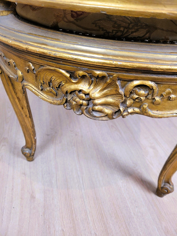 Goldene Korbbank im Louis XV-Stil, spätes 19. Jahrhundert 