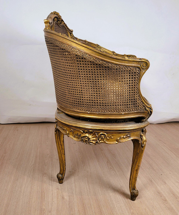 Goldene Korbbank im Louis XV-Stil, spätes 19. Jahrhundert 