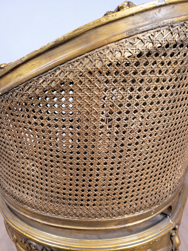 Goldene Korbbank im Louis XV-Stil, spätes 19. Jahrhundert 