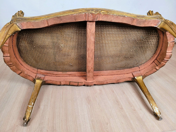 Goldene Korbbank im Louis XV-Stil, spätes 19. Jahrhundert 