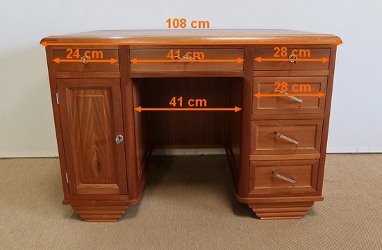  Small Mahogany Middle Desk, Art Deco - 1940s