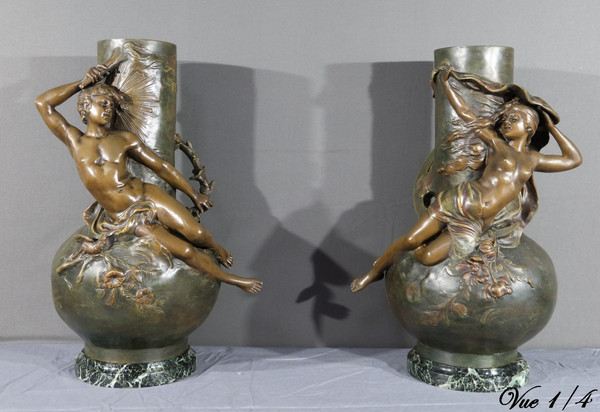 Pair of Regulate Vases, signed L. Moreau – Late 19th century