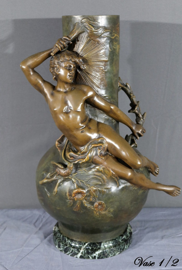 Pair of Regulate Vases, signed L. Moreau – Late 19th century