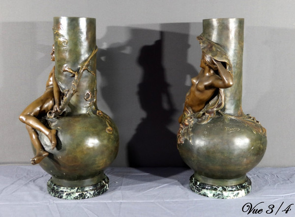 Pair of Regulate Vases, signed L. Moreau – Late 19th century