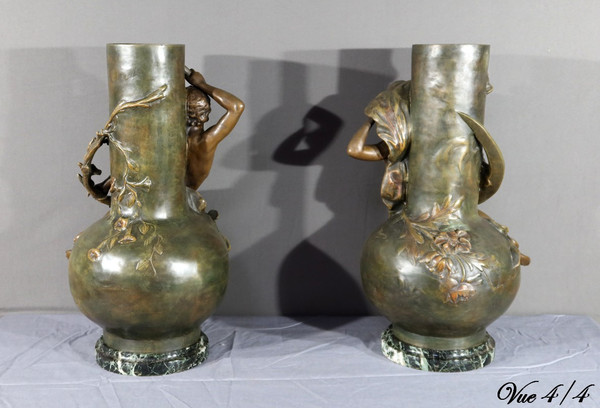Pair of Regulate Vases, signed L. Moreau – Late 19th century
