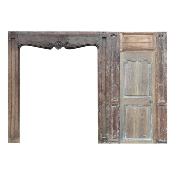 Boiserie d'Alcôve Et Porte Ancienne De Communication En Chêne époque XVIIIème Alcove