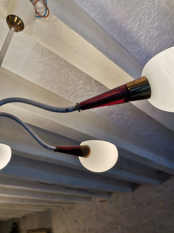 Scandinavian chandelier with 6 branches of light from the 60s