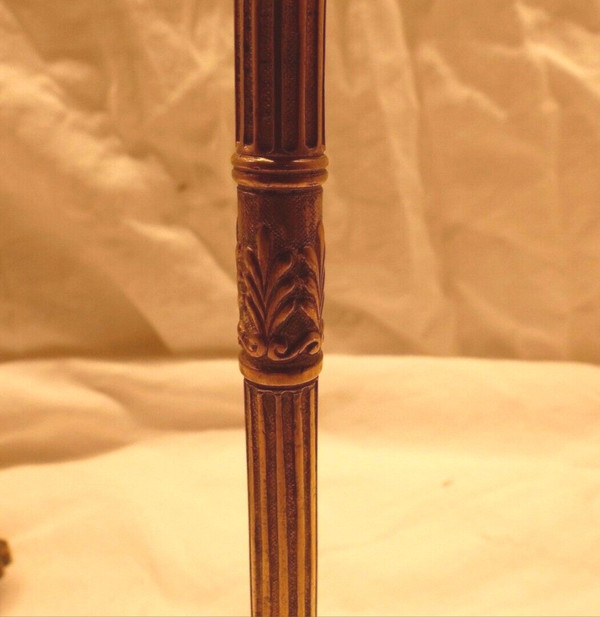 Coppia di candelieri impero in bronzo con piedini ad artiglio di leone